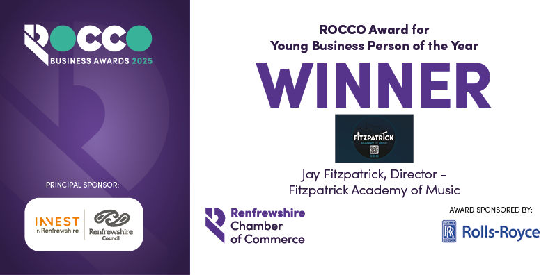 Success for Jay Fitzpatrick, Director - Fitzpatrick Academy of Music 🎵 who picks up the ROCCO Award for Young Business Person of the Year. 🙌

Big thanks to   <a href="/RollsRoyce/">Rolls-Royce</a> for supporting this vital award #2025ROCCO