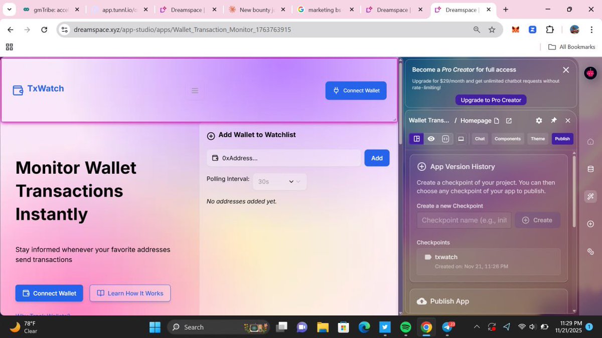 Aqmocryptt's tweet image. I did something I&apos;ve literally never been able to do before

I Built a crypto app Like, an actual working app. I&apos;ve had this idea sitting in my notepad for like 6 months. A wallet tracker that shows you when certain addresses move funds. Nothing crazy, just something I personally…