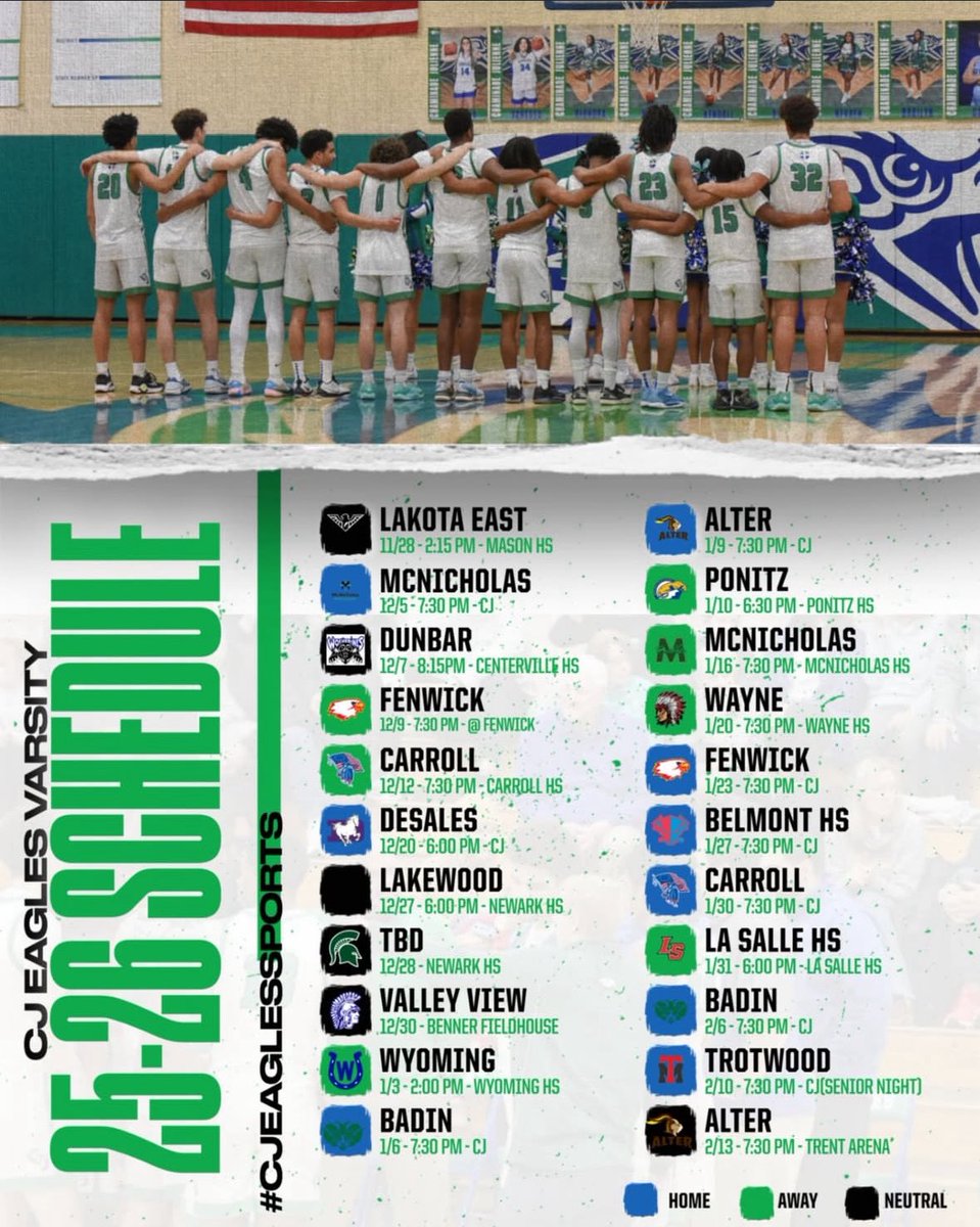 Schedule for my season!
