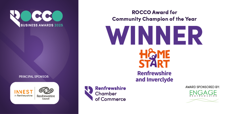 Next up.. a huge congratulations to <a href="/homestart_hsri/">HSRI</a> on winning the ROCCO Award for Community Champion of the year (a hugely popular winner!) 🎉 This category is kindly sponsored by <a href="/EngageNews1/">Engage Renfrewshire</a> #2025ROCCO