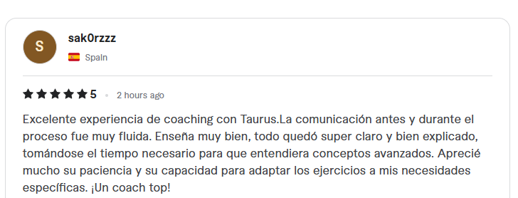Esto del coaching da resultados, segunda review de un jugador satisfecho con el servicio.

Muchas gracias sak0rz por tu confianza, espero que no sea la última!