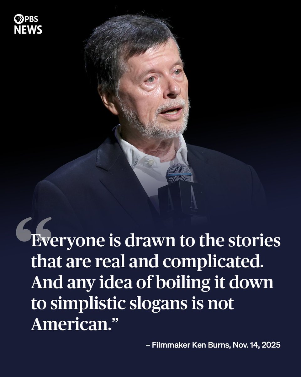 NewsHour's tweet image. Filmmaker Ken Burns doesn't want America's complicated history to be overly simplified.

"You can't water it down," Burns said. "It is really complicated, and you have to tell that complication. Everyone is drawn to the stories that are real and complicated. And any idea of…