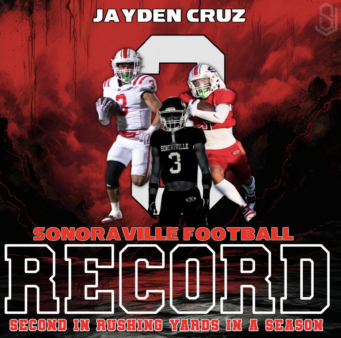 🚨 NEW RECORD ALERT 🚨 
SR RB <a href="/jaydencruz22/">jayden</a> second in program history for rushing yards in a season! 
-1,220 
-1k back-to-back seasons
-7 100 yard games
-2 190+ yard games
-Tied for 3rd in points scored in a season
