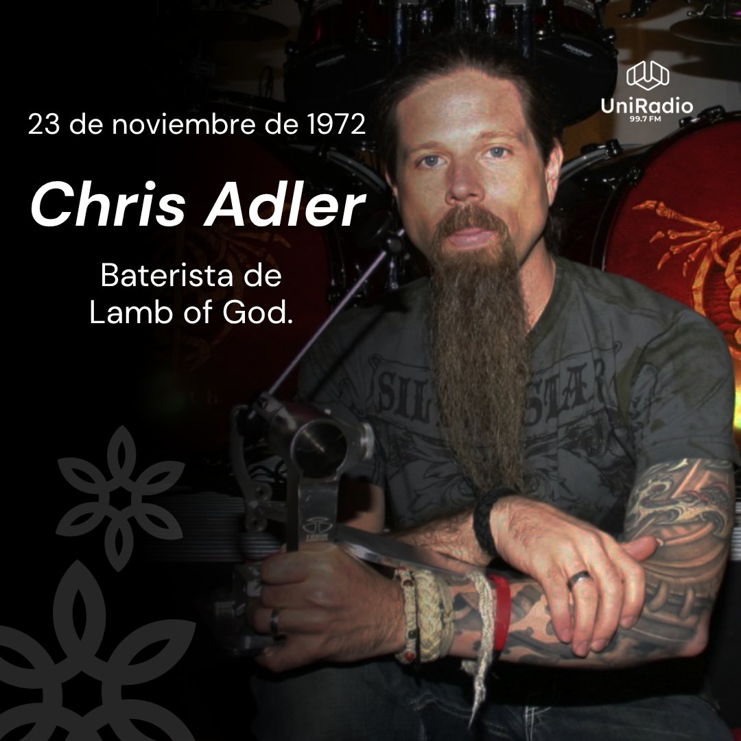 #UnDíaComoHoy nació Chris Adler, baterista estadounidense reconocido por su trabajo con la banda de groove metal Lamb of God y su breve paso por Megadeth.

#Reimagina #UniRadio