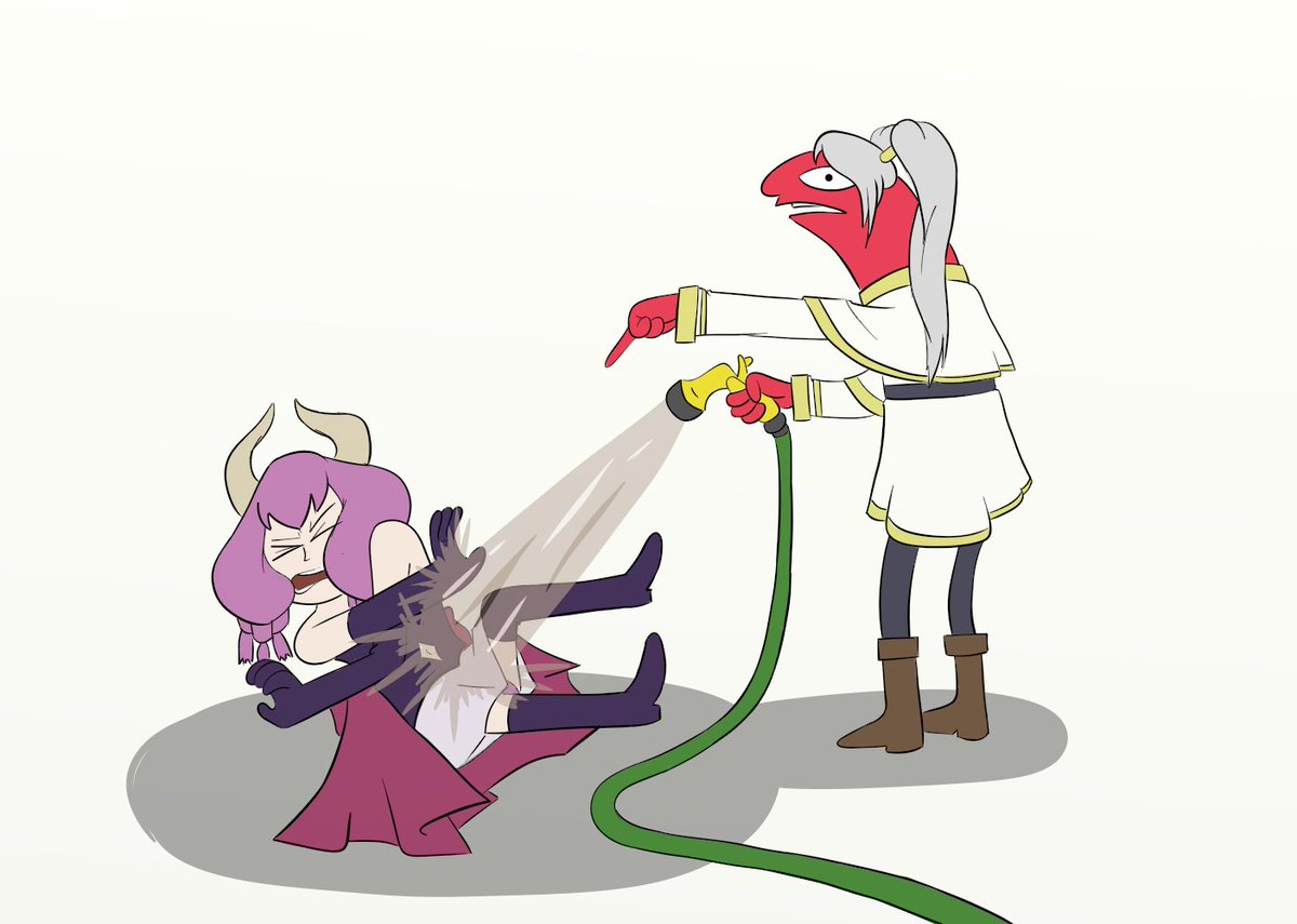 ThomasStevensJr's tweet photo. "This demon won't leave, so I'm spraying her with dirty brown water." https://t.co/oKF72fZbIA