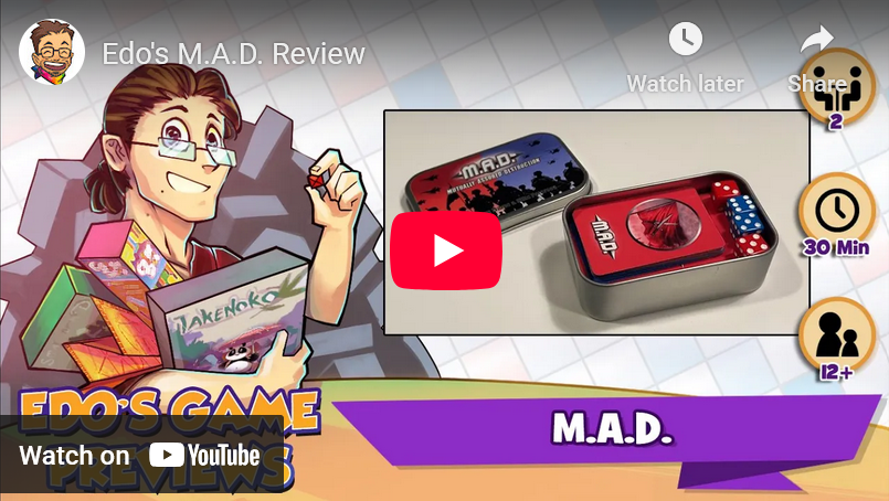 thegamecrafter's tweet image. Gaming with Edo &amp;amp; Jessica review M.A.D. youtube.com/watch?v=qT32Q9…