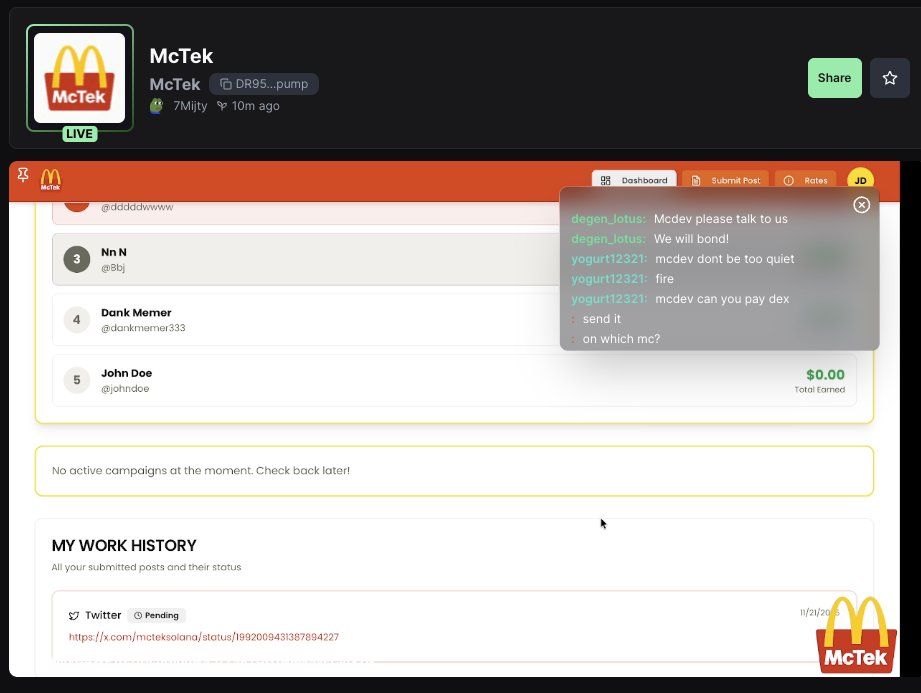 RandomCryptoCh1's tweet image. amazing tek, market is shit, atleast there are some sidehustles available

CA: DR95gaV3f5DmamSYs14ggUAMocoaGenZGfiheFq8pump

apply now via: 
@mcteksolana  / mctek.fun
