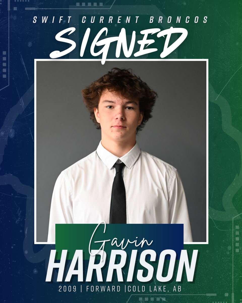 The Swift Current Broncos have signed 2009-born forward Gavin Harrison to a WHL Scholarship and Development Agreement.

Harrison was the Broncos 7th round (140th overall) pick in the 2024 WHL Prospects Draft. He will be in the lineup this weekend against Saskatoon and Moose Jaw.