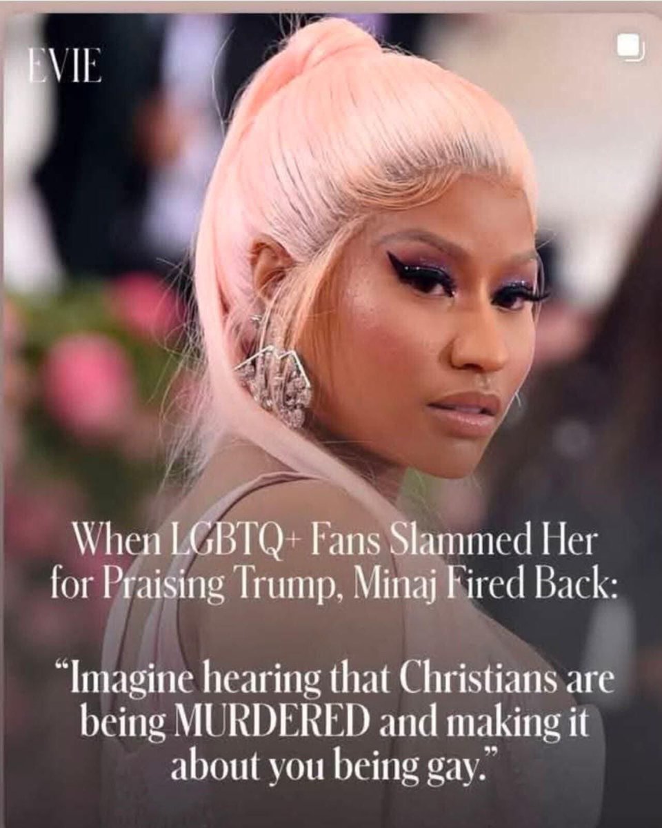 CreasonJana's tweet image. I haven’t been a big fan of Nicki Minaj.

That being said … I respect the stand she is taking with the persecution of Christians in Africa.