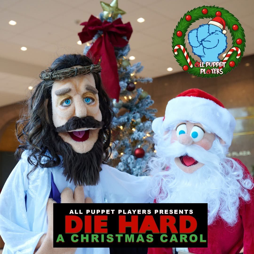 PuppetAnarchy's tweet image. On the 8th day of Christmas, Phoenix gave to me…
Santa and Jesus hanging out like it’s normal and not a scheduling conflict for Christmas Eve.
Your favorite holiday tradition is 8 DAYS AWAY! 
Die Hard: A Christmas Carol 🎄💣
Nov 29-Dec 30 🎁
Let the holy mayhem begin. 🎄💀💥
