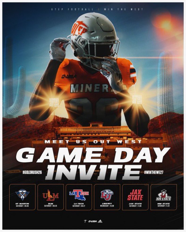 I’ll be in El Paso this weekend watching some miner football! Can’t wait to meet the coaches and learn all about the program!
<a href="/AJAntonescu/">A.J. Antonescu</a> <a href="/LT_FBRecruiting/">Lake Travis FB Recruiting</a> <a href="/Coach_Cotton713/">John Cotton</a>