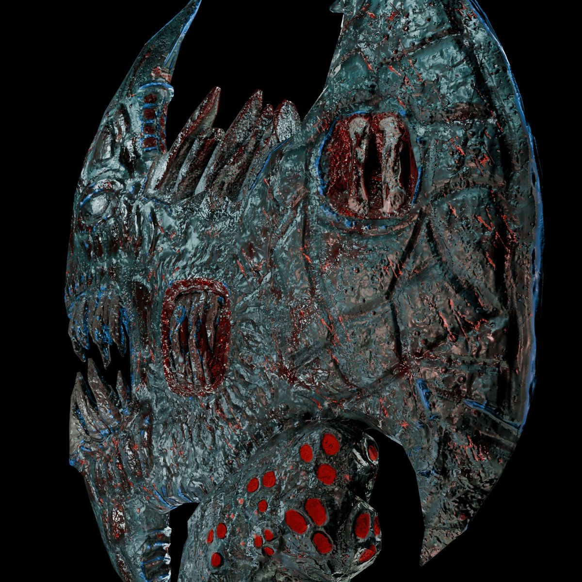 flahflahdiandra's tweet image. personally this is one of my favorite assets for my personal projcet, i am inspired by pacific rim and godzilla, so i made my own monster weapon.

#monster #creature #3dsculpt #zbrush #blender