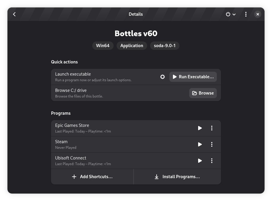 usebottles's tweet image. Bottles v60 just released with... a lot of features and fixes, please read the changelog here: github.com/bottlesdevs/Bo…

Will be available soon on Flathub 😎🍷

#linux #windows #opensource #gnome #compatibility #foss #floss #wine #linuxgaming #linuxdesktop