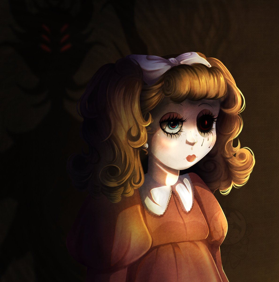 HeeyIzzyy's tweet photo. More of my haunted hotel oc 
Lucianne the fallen angel, Mother of fallen souls, queen of shadows...trapped in a porcelain doll body lol https://t.co/ciCiZu2Rxw