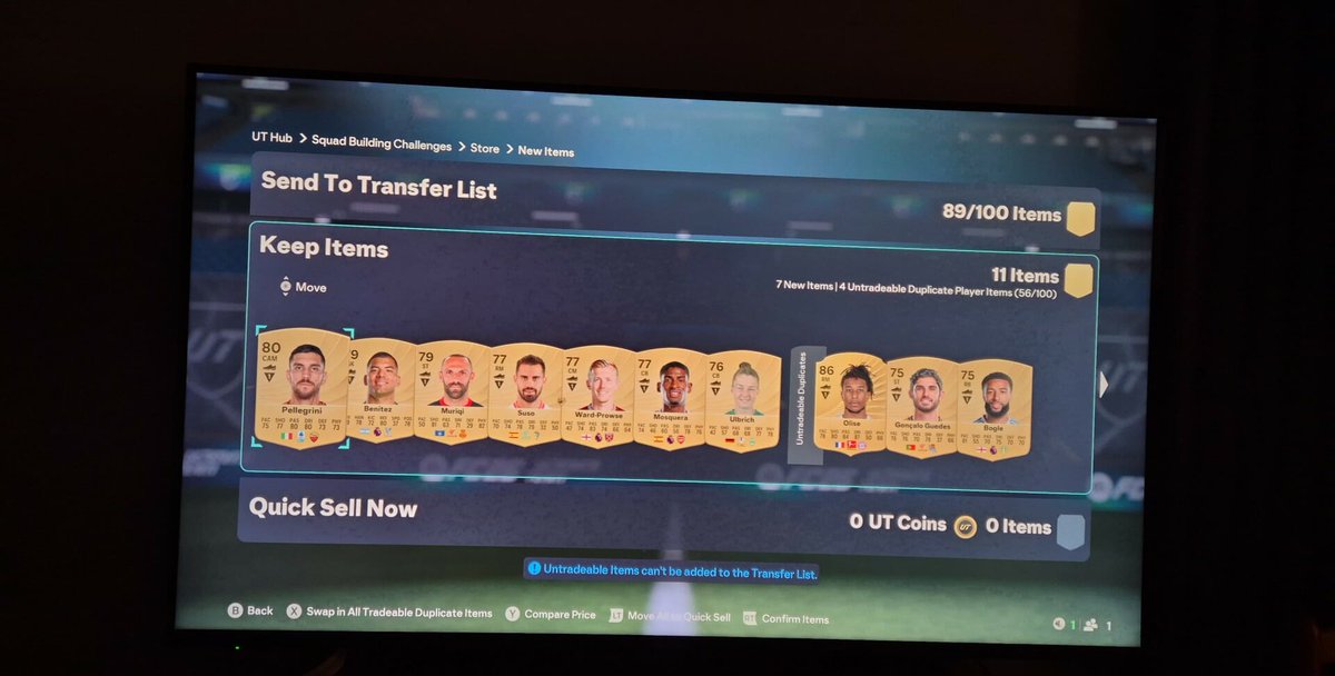 Yamster74's tweet photo. @FUT_Accountant My go to, for nearly every upgrade pack, French, either RW or CB, always Konate or Olise guaranteed, example shown below  daily common gold upgrade. Same in 85 to 87 upgrade 😅 https://t.co/yWQSlGHT5K