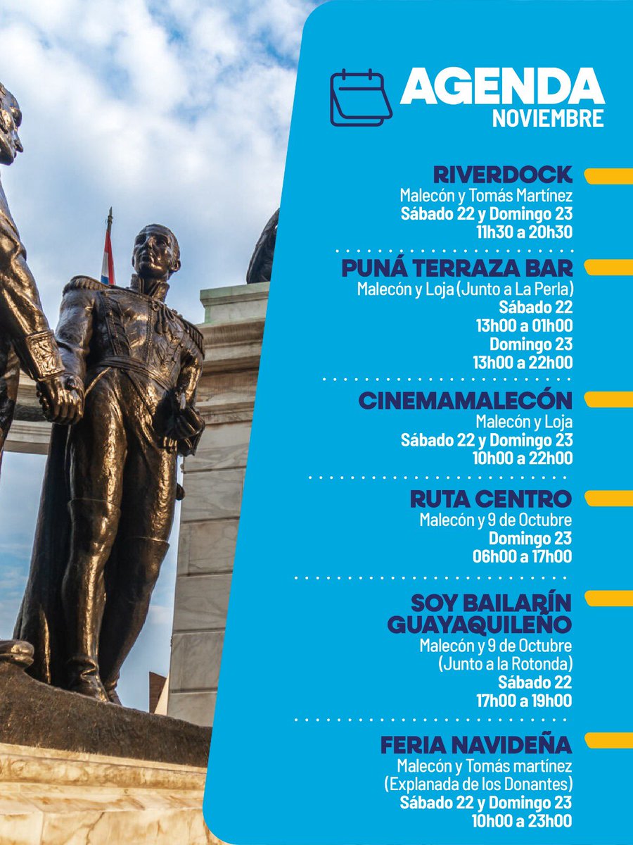 ¡Plan en familia para este fin de semana! 🎉

Ven al Malecón 2000 y disfruta actividades para grandes y chicos en el corazón de Guayaquil. #CiudadDeTodos