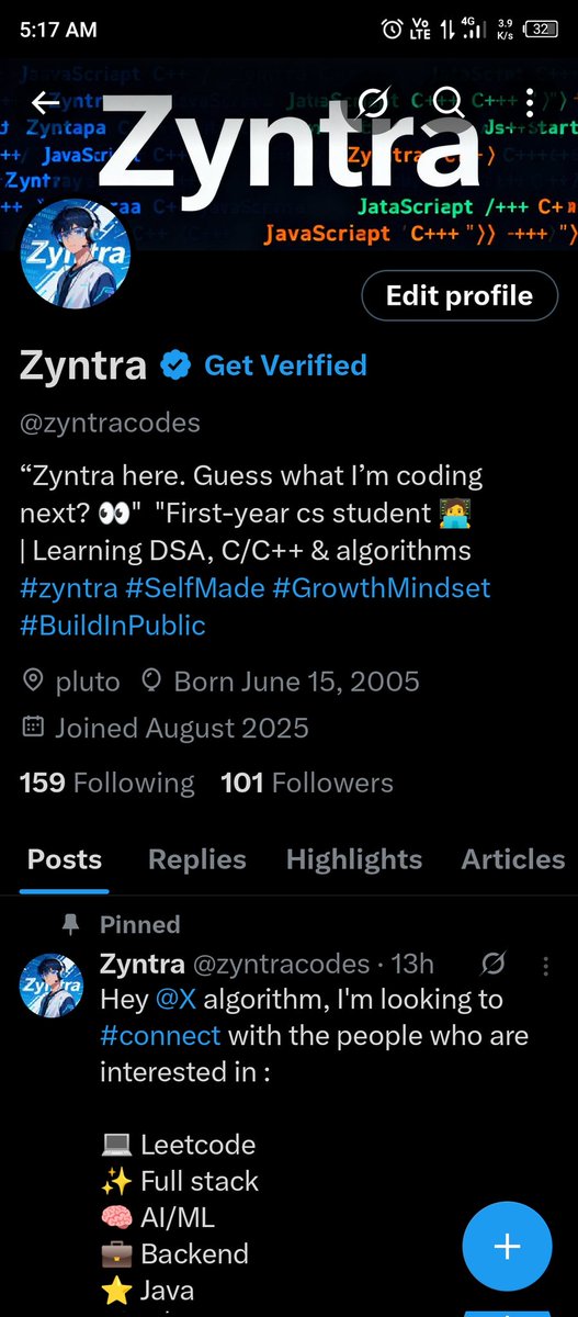 zyntracodes's tweet image. Hit my first 100 followers today 🙌
Small milestone, big motivation.
Thank you for being part of the journey ❤️