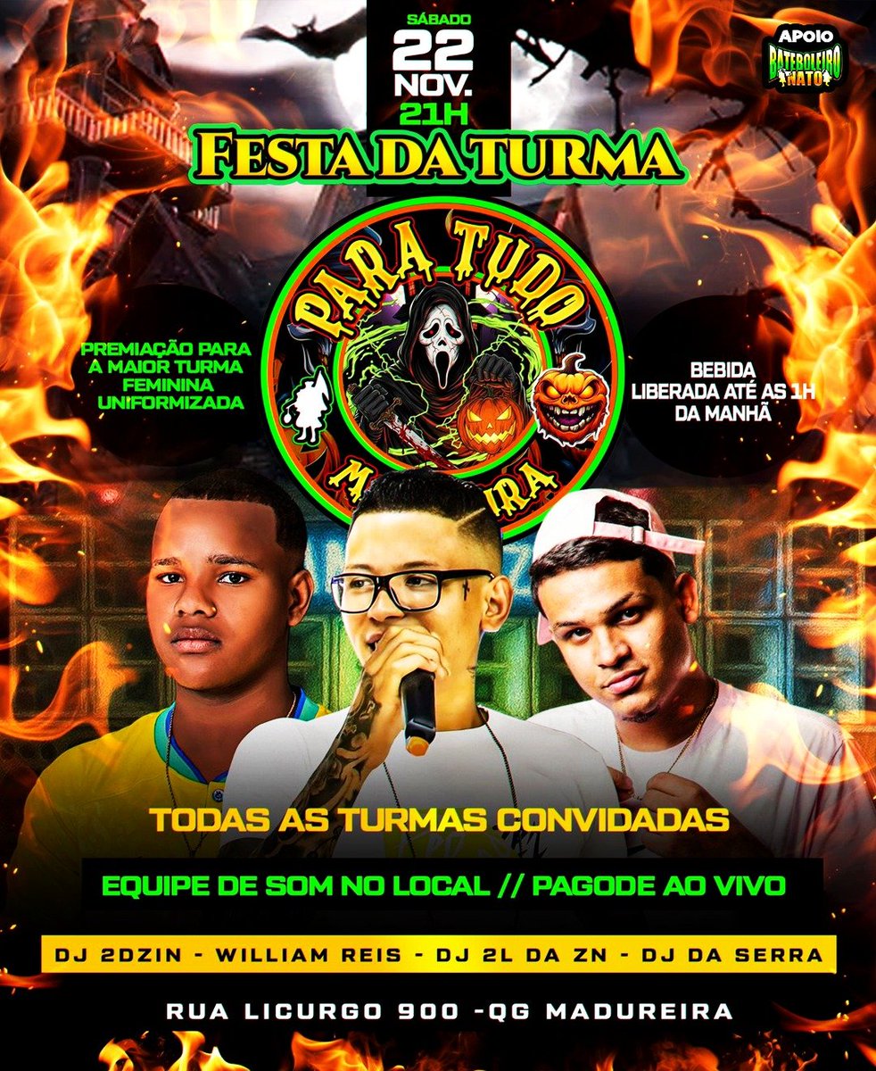SÁBADÃO DESSE, NÃO PODERIA DEIXAR DE CONVIDAR VOCÊS PRA CURTIR A FESTA DA TURMA PARA TUDO COM PAGODE AO VIVO E DJS DA LINE, QUEBRANDO  TUDO 🎭😎