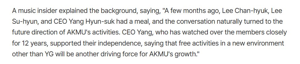 SooyaBlinkVIP's tweet image. &apos;&apos;CEO Yang first expressed his opinion that it would be a good experience for them to leave YG and pursue music in a new environment.&apos;&apos;

People only see the &apos;&apos;downfall&apos;&apos; but not how they leave in good terms with his support. Other companies would never.

m.entertain.naver.com/home/article/3…