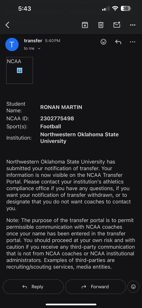 RonanMartin5's tweet image. I’m officially in the transfer portal due to a new change in staff. 
4 yrs of eligibility 
Phone number- 918-316-8425