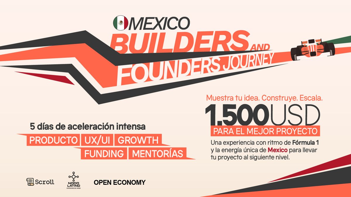 NodoLatino's tweet image. ¿Listo para construir y lanzar un MVP real en #Scroll en menos de un mes? 🚀

Llega el Builders &amp;amp; Founders Journey, el programa intensivo de @Scroll_ES para equipos que quieren pasar de una idea a un producto listo para deploy.
