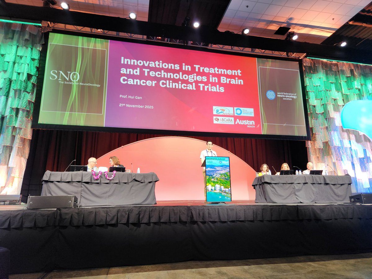 NeuroOnc's tweet image. ASNO Keynote Lecture by Hui Gan: Innovations in Treatment and Technologies in Brain Cancer Clinical Trials. #SNO2025 #WFNOS #ASNO #ScientificMeeting