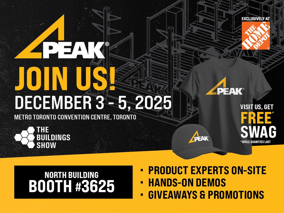 PeakProducts's tweet photo. PEAK® is thrilled to announce our participation as an exhibitor at The Buildings Show 2025.  
Registration Link: https://t.co/bAGkWcj6dk
Promo Code for Free Pass: TBS25EXH https://t.co/AoSc0uibKz