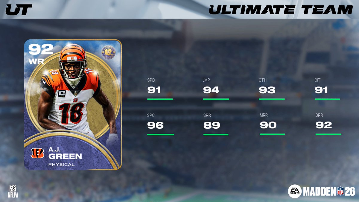 EASPORTS_MUT's tweet image. Legends of the Fall 🍁

Jamie Collins Sr., AJ Green and John Randle drop in Legends RL15 tomorrow! #Madden26