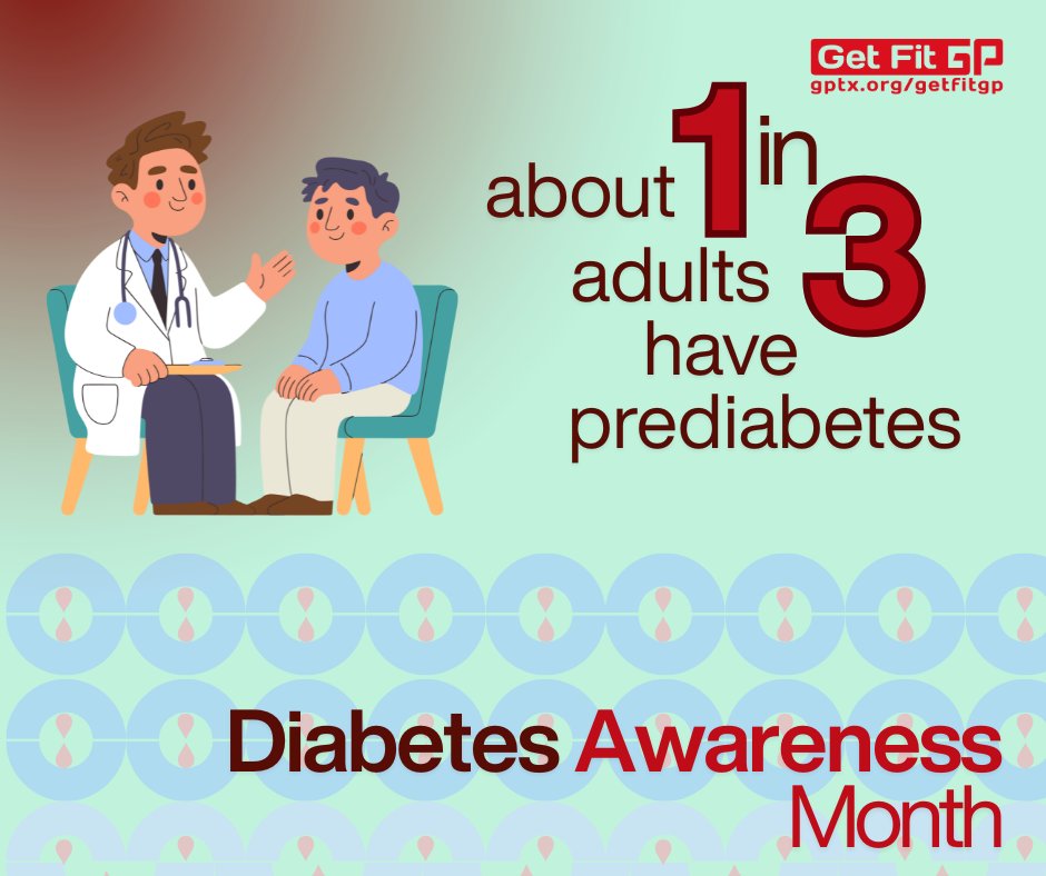 gp_tx's tweet photo. 🩸Prediabetes means your blood sugar is higher than normal, but not yet reaching diabetic levels.
Making lifestyle changes, such as nutrition and exercise, can prevent prediabetes and type 2 diabetes. #GetFitGP https://t.co/qdEsdHEzZc