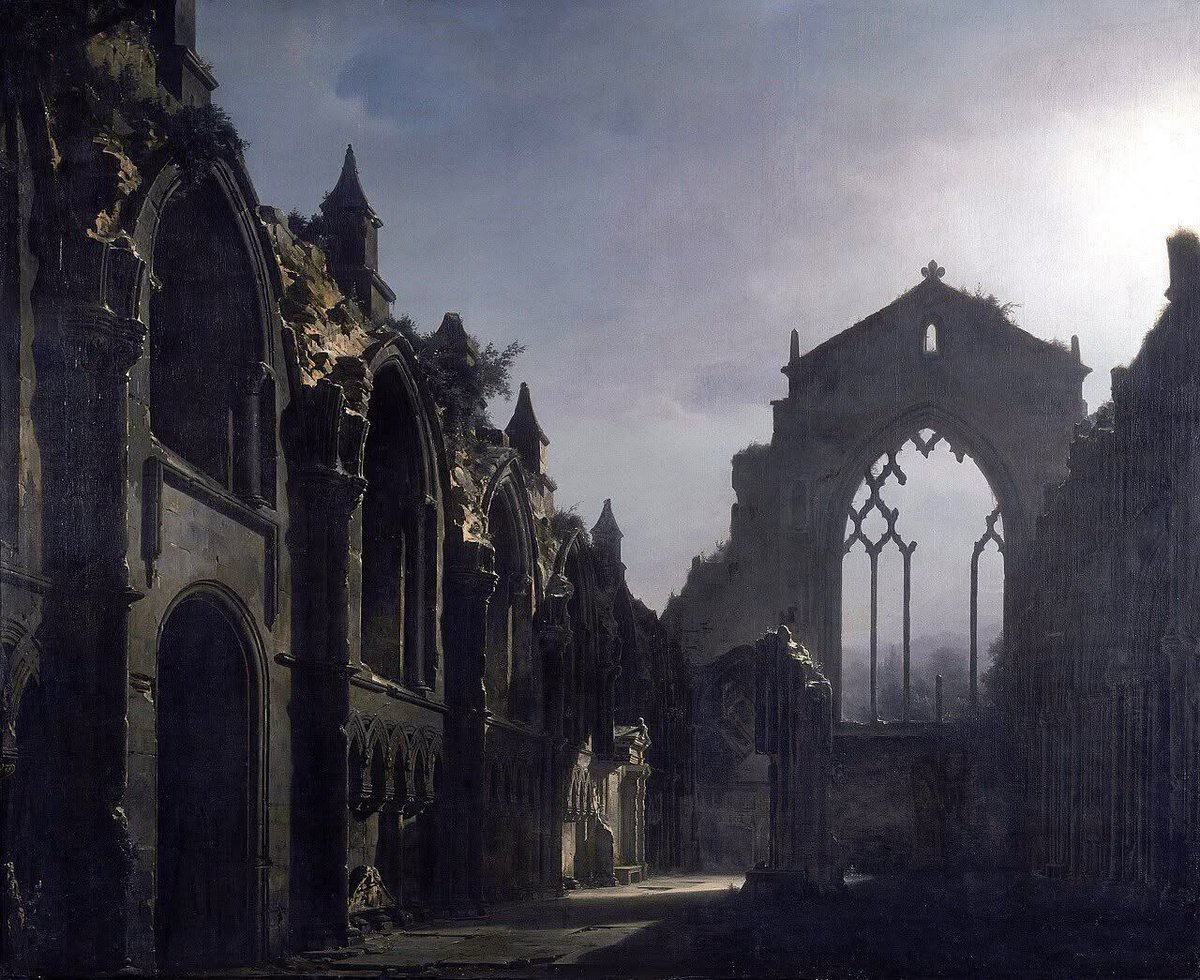 Arteymas_'s tweet image. Louis Daguerre (1787-1851).  "Ruinas de la Capilla de Holyrood".  Óleo sobre lienzo pintado hacia1824.  Walker Art Gallery, Liverpool (Reino Unido).