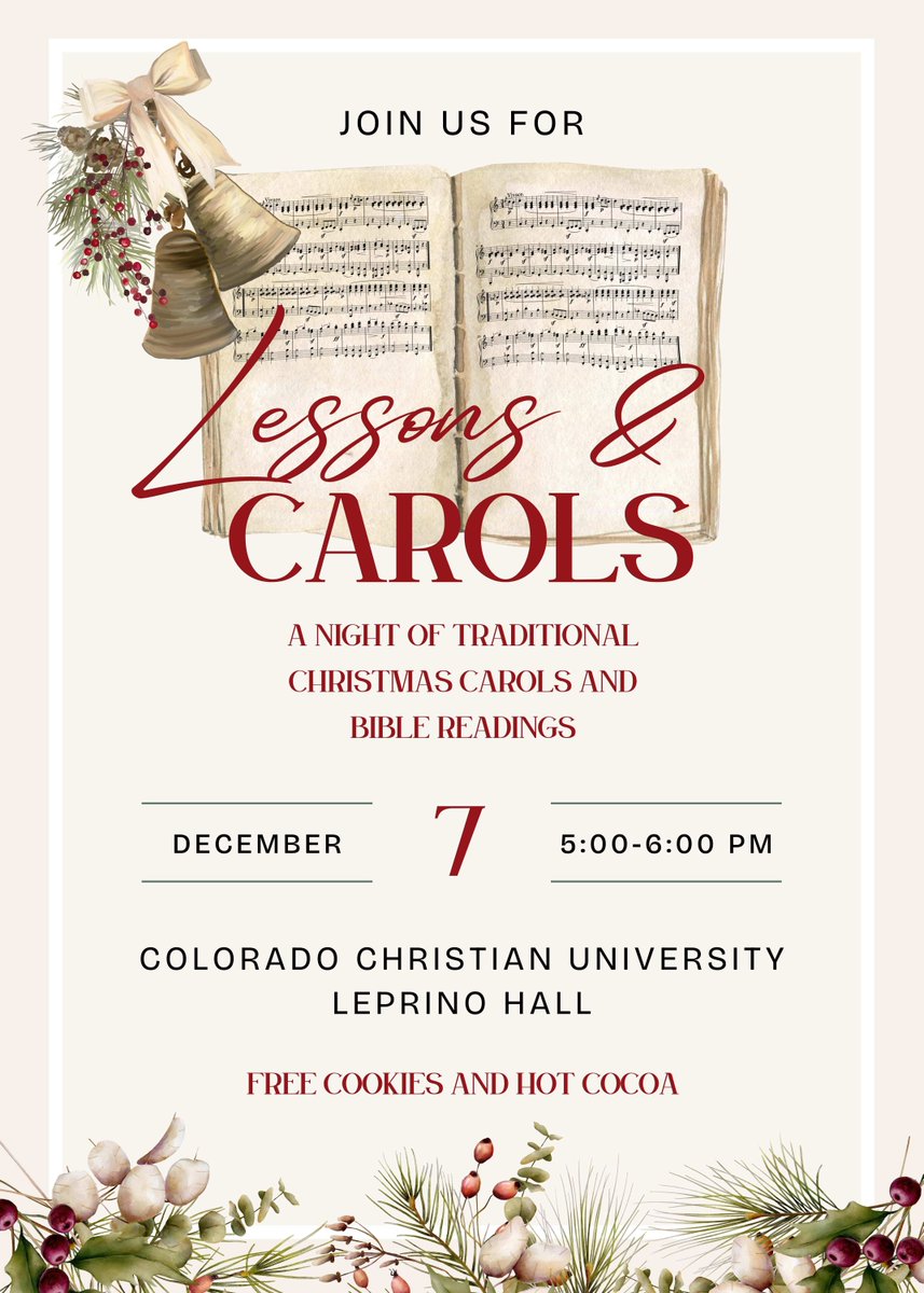 RGChurch_CO's tweet photo. 🎶 LESSONS &amp; CAROLS 🎶

December 7 • 5–6 PM
Leprino Hall | Redeeming Grace Church

Bring your family and friends for an evening of Scripture readings and Christmas carols that celebrate the coming of our Savior.

A simple, joy-filled way to start Advent together! https://t.co/OOHy8YEYY6
