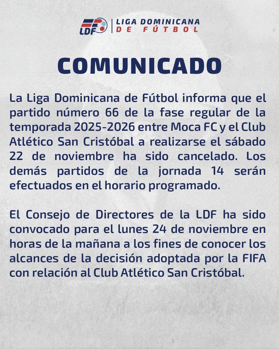 COMUNICADO OFICIAL DE LA LDF.