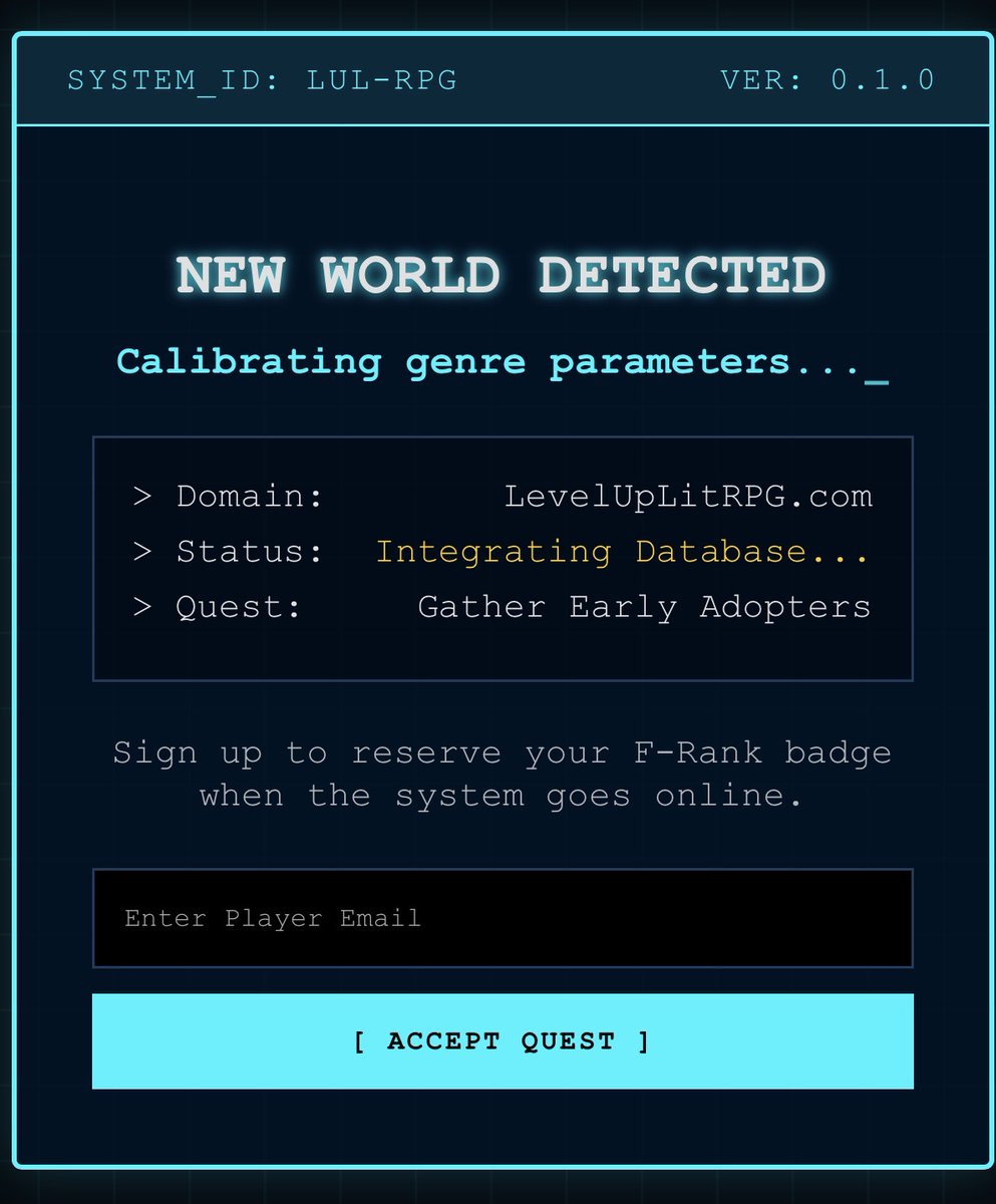 fakturk's tweet image. [ ALERT: DATA FRAGMENTATION DETECTED ]

The Grand Archive is initializing to unify the entire LitRPG System. Don't be left at Level 1. Initiate your claim.

#LitRPG #GameLit #SystemUpgrade