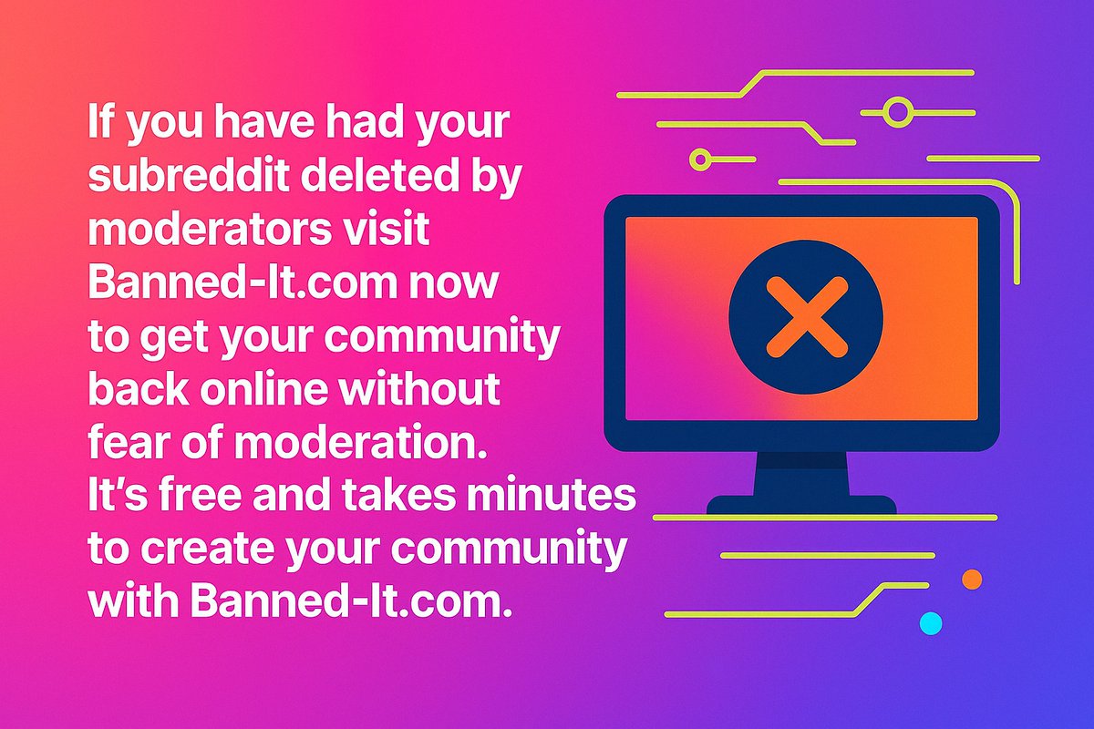 YorksBizFair's tweet image. *** AIART *** AIMUSIC *** AIWRITING ***
Join us today and be part of the free speech movement. 🌐 banned-it.com 
No Bans. No moderation. No limits. No cost.
#DigitalCensorship #FreeToPost