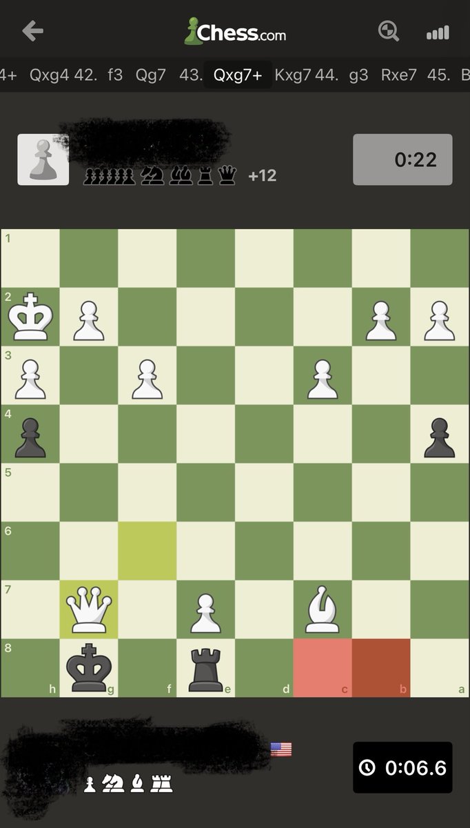 JohnTheHangman1's tweet image. I won this game on time as black. There were 36 moves after this screenshot and they timed out. 🤣🤣 #chess #chesshumor