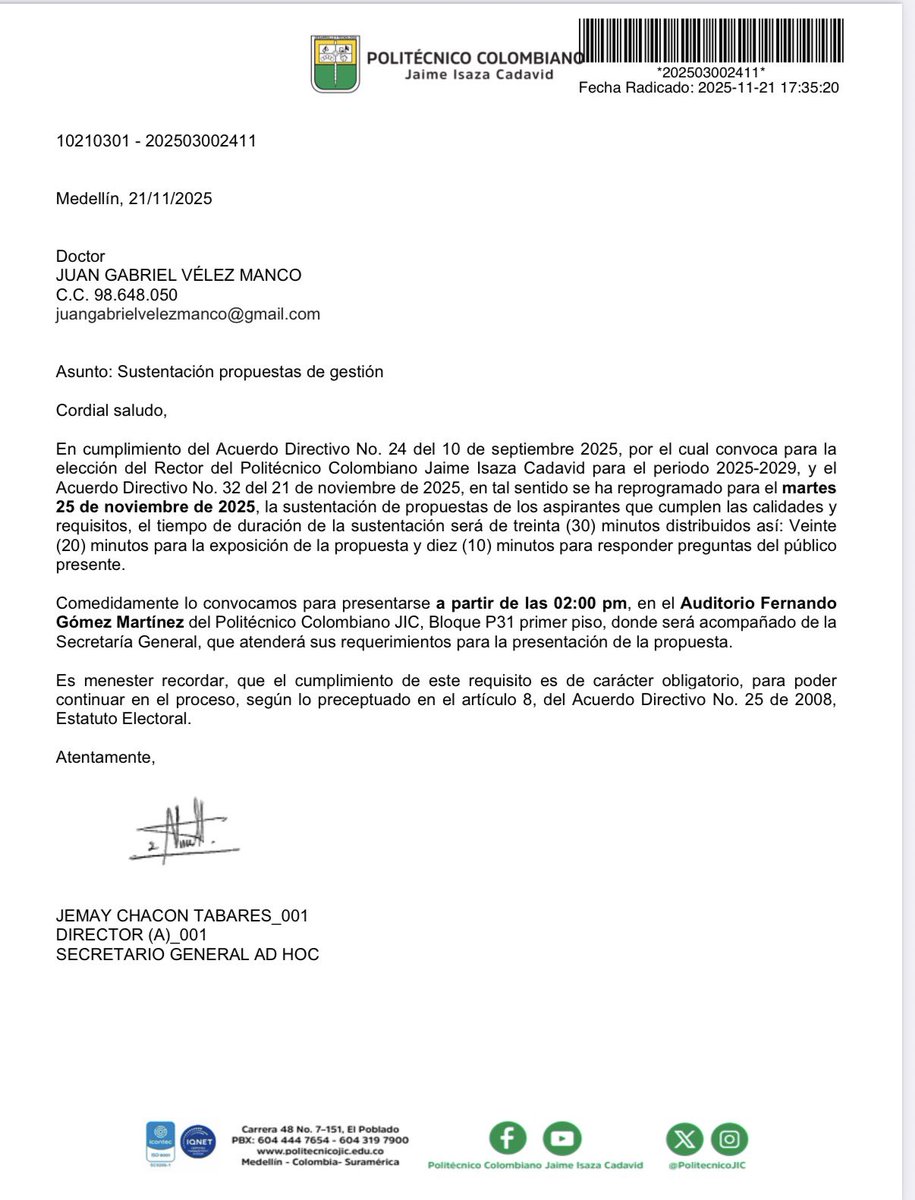 JgvelezM's tweet image. Ahí nos vemos !! @PolitecnicoJIC  un espacio de respeto por el Otro, de diálogo y de prospectiva. “Por una educación que nos enseñe a pensar diferente”,y a construir una sociedad con sentido de lo humano.
#ElPoliAvanza
#Respeto
Fecha : Martes 25 de Noviembre 
Hora: 2 PM Auditorio