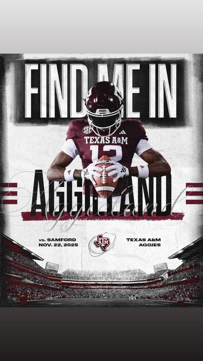 I will be in College Station on Saturday to attend the Texas A&amp;M vs. Samford game. GIG ‘EM
<a href="/coach9cg/">Clayton Guillory</a> 
<a href="/CCSRecruitingFB/">Cornerstone Football Recruiting</a> 
<a href="/CornerstoneFB/">Cornerstone Warrior Football</a> 
<a href="/AggieWebsider/">Tony Hooten</a> 
<a href="/kcolesports/">Kimberly Cole</a> 
<a href="/coachdwes/">Danny</a> 
<a href="/AggiesToday/">Jaxson Callaway (AT)</a> 
<a href="/SILVERBACKU/">Benard Thomas SilverbackUniversity</a> 
<a href="/adamgorney/">Adam Gorney</a>  
<a href="/JButler_210/">Josh Butler</a>