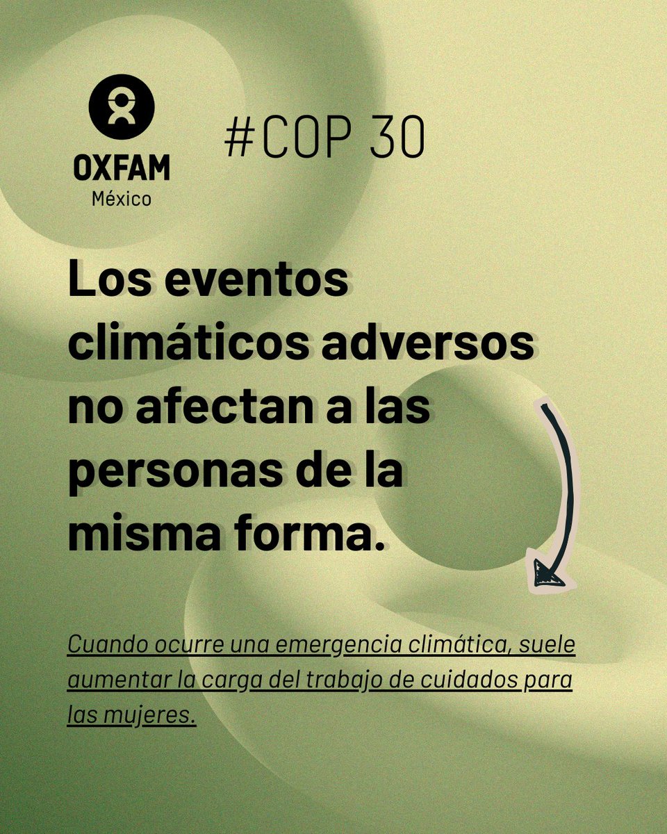 oxfammexico's tweet image. La #crisiclimática amplifica #desigualdades existentes.


Por eso, para hablar de adaptación y resiliencia, también debemos hablar de tiempo, de #cuidados y de quién carga con ellos. ⏳🌿

 #JusticiaClimática #CambioClimático #COP30