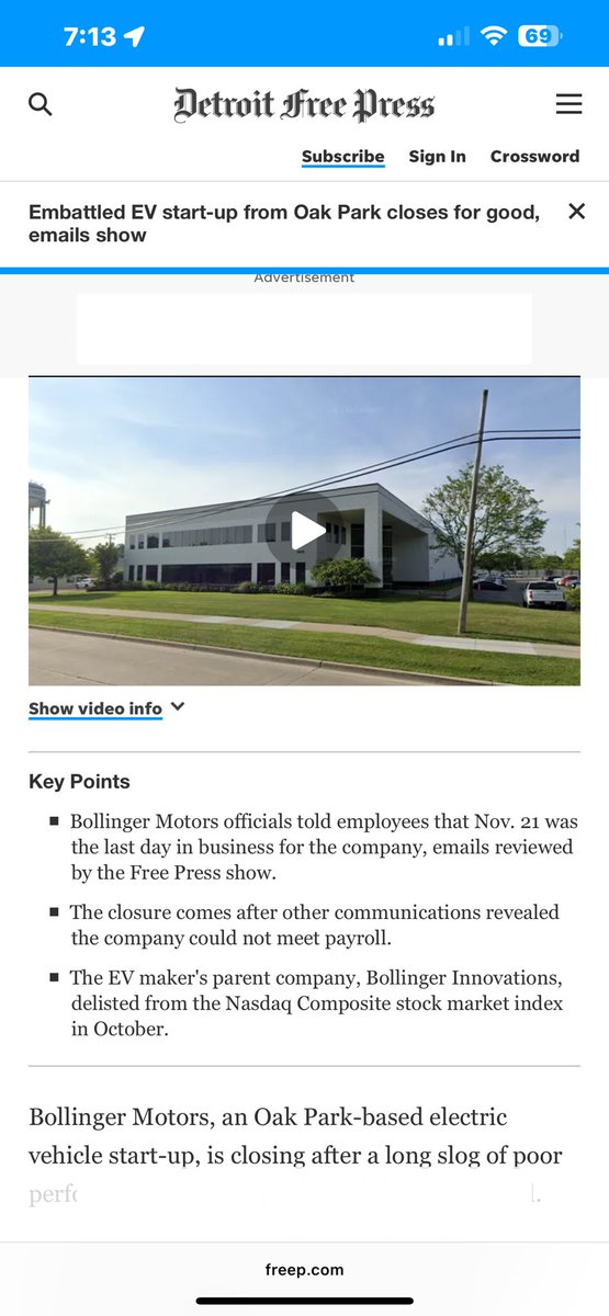 num1willis's tweet image. @DavidMichery and that’s a wrap! Bollinger motors closed up shop!! $bini $muln #scam. Dirty pig. freep.com/story/money/ca…
