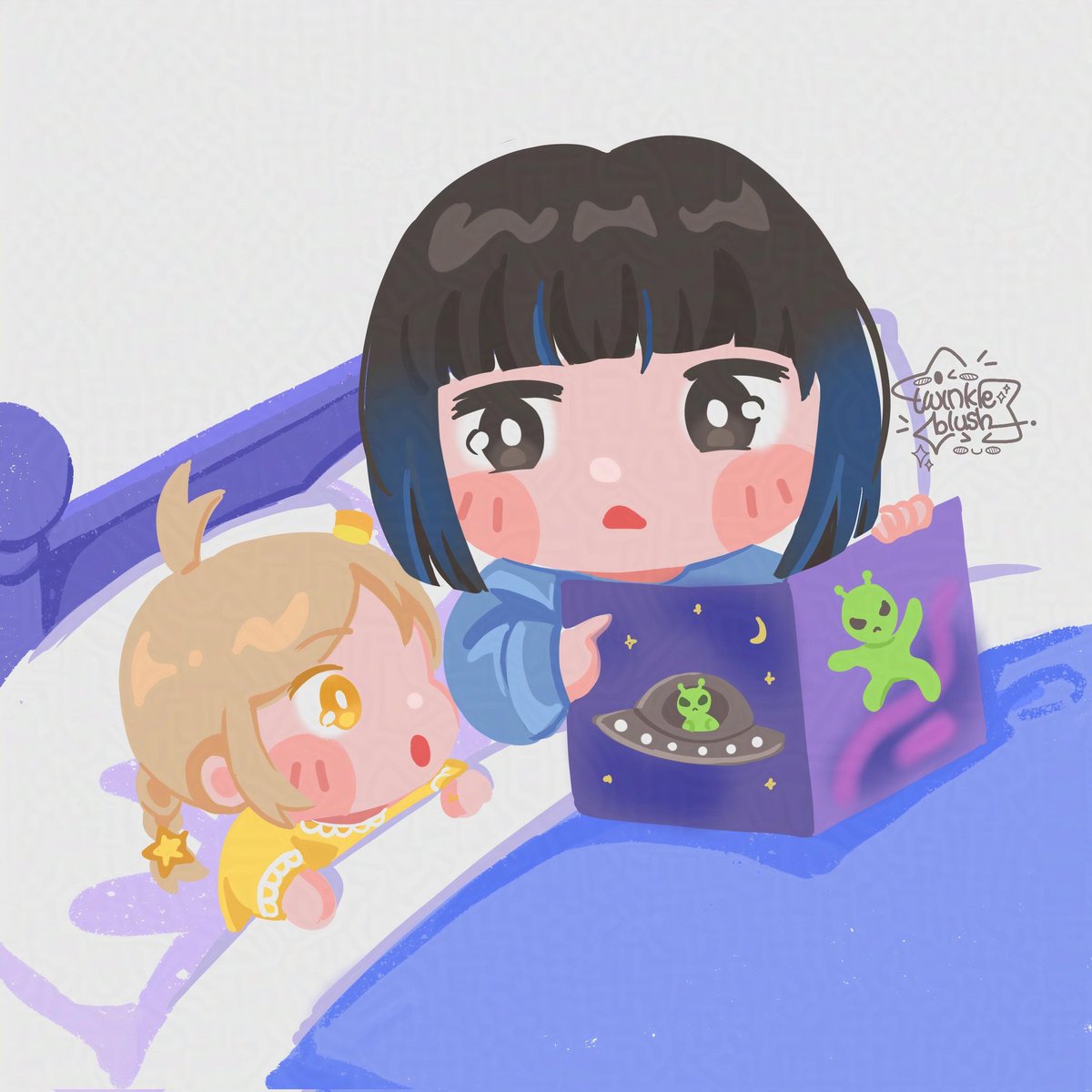 waktu Twinkle nginep di rumah kak Youra, malemnya malah dikasi cerita alien sblm bobo👽
auto melek semaleman g jadi tdur 👀

Youra milik @.crayven_
#Eta_sona