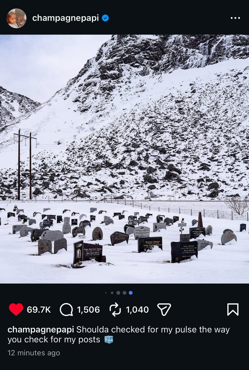 DrakeChart's tweet image. Shoulda checked for my pulse the way you check for my posts 🧊

Drake via IG