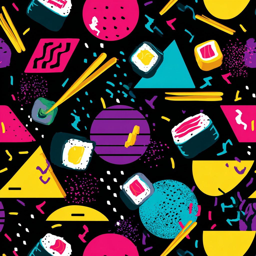 Midlibrary_io's tweet image. Chaotic Memphis Pop 
🔷--sref 3733293390 

A chaotic, geometric style inspired by the 80s Memphis Group design movement, using bold patterns, flat shapes, and a highly saturated, aggressive pop color palette.