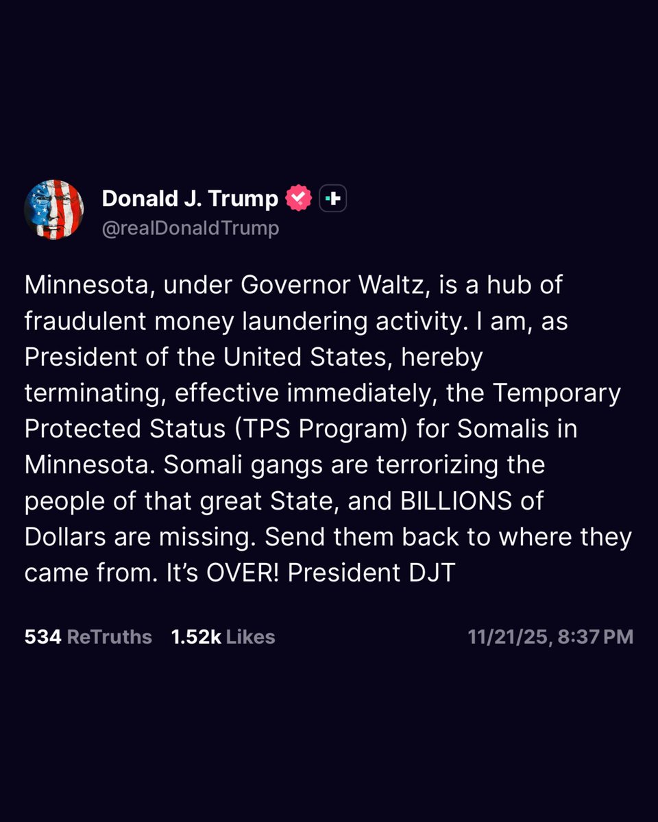 TheQuartering's tweet image. 🚨 BREAKING: President Trump announced he is TERMINATING “temporary protect status” for all Somalis in Minnesota Ilhan Omar is going to MELTDOWN

SEND THEM ALL BACK!

Hundreds of THOUSANDS of them have taken over MN, and have stolen hundreds of MILLIONS in tax dollars!