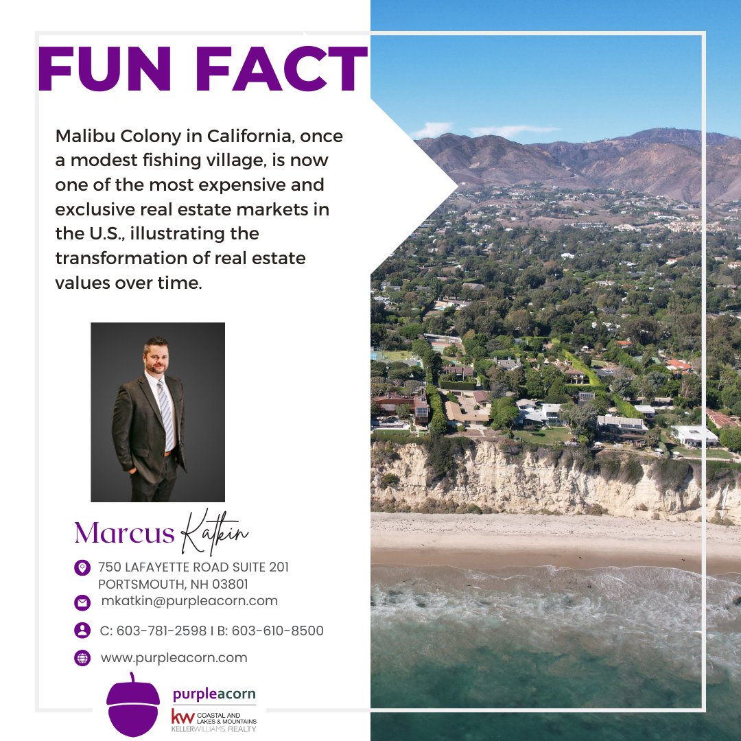MarcusKatkin's tweet image. 🏖️ Malibu Colony was once a humble fishing village—now it’s one of the priciest real estate spots in the U.S. From nets to million-dollar listings… real estate evolves! #FridayFunFact #RealEstateHistory #MarcusKatkin #PurpleAcorn #KWCoastalRealty