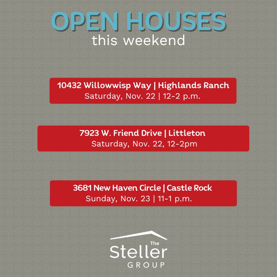 TheStellerGroup's tweet image. Beautiful homes are open this weekend in Highlands Ranch, Littleton, and Castle Rock! Come tour these move-in-ready spaces and see what’s next. 🏡✨

#DenverRealEstate #DenverRealtors #OpenHouseWeekend  #HighlandsRanch #LittletonCO #CastleRockHomes #HouseHunting #CORealEstate