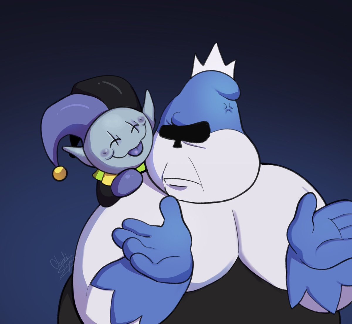 CloudisSleeping's tweet photo. King and Jevil doodles ( ragebaiter master ) 

#deltarune #jevil https://t.co/yKSLXrTfAi