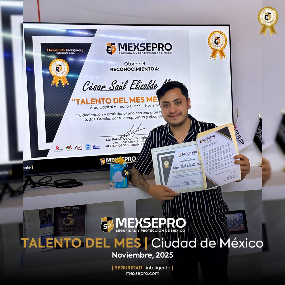 spmexsepro's tweet photo. Esta semana reconocimos a nuestros compañeros del área de Capital Humano en la sucursal CDMX, quienes  han demostrado un desempeño ejemplar, destacando por su compromiso, responsabilidad y proactividad.

👏 Felicitamos a:
- César S. Elizalde M.
- Yenifer Cruz B. https://t.co/y2Nuozj61i