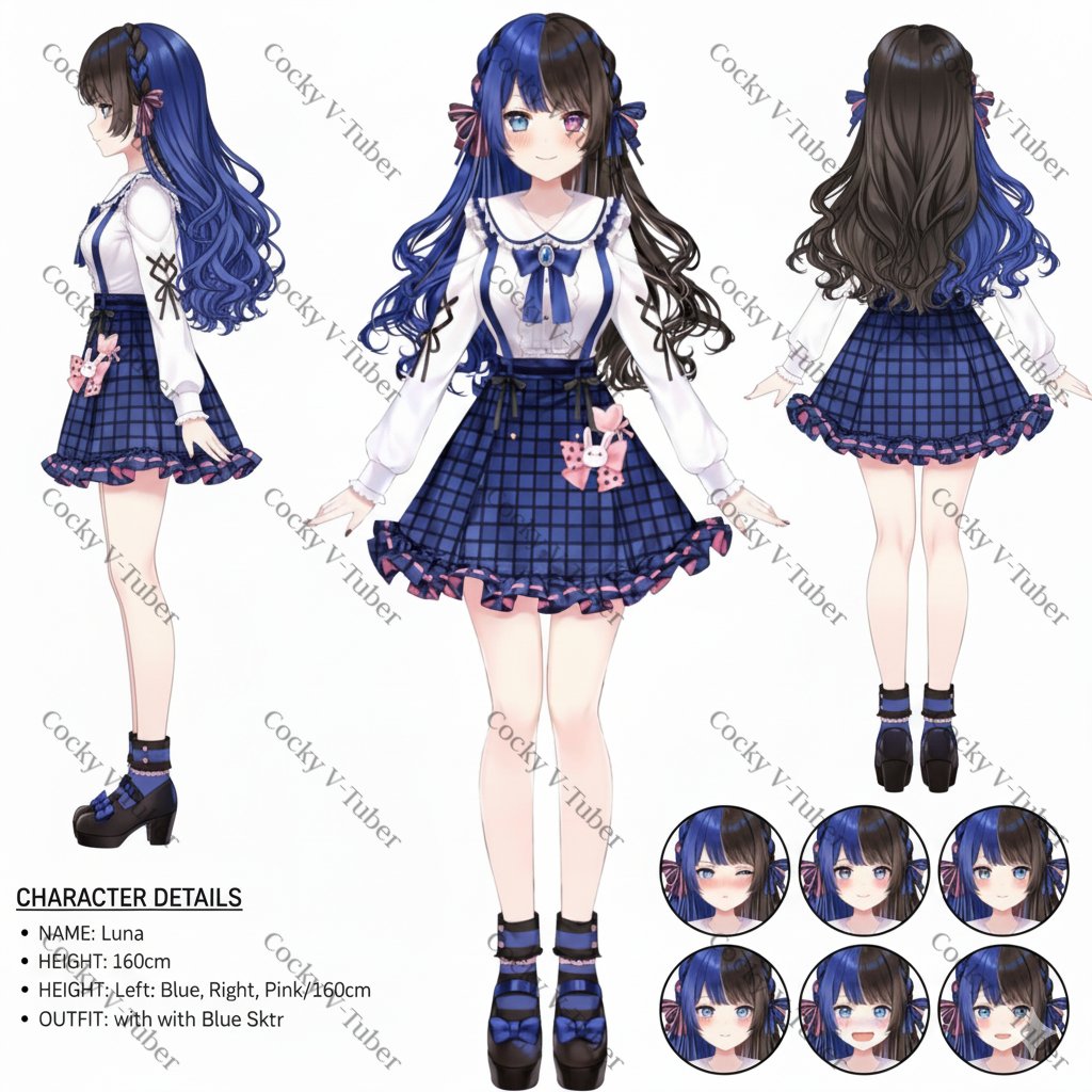 VtCocky's tweet image. Model sheet finished ■ Perfect for rigging + branding. DM to secure your commission! #VTuberSheet #VTuberDesign