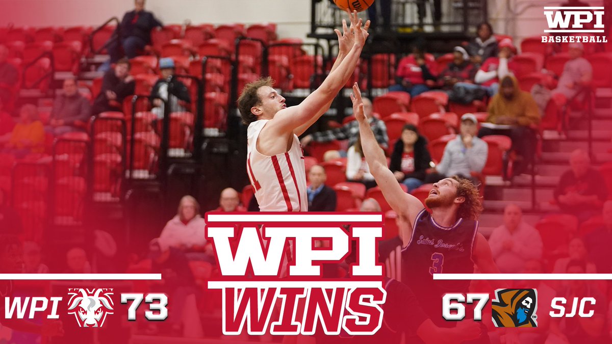 WPI WINS!
WPI WINS!
WPI WINS!

<a href="/WPIMBasketball/">WPI Men's Basketball</a> surges back in the second half outscoring SJC 44-35 for the \/\/

Box score now, recap soon ⬇️
📊-tinyurl.com/b772cmek

🏀x🐐
#GoatNation #d3hoops