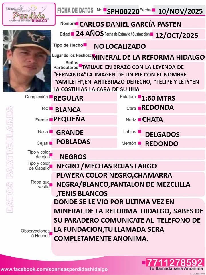 Sonrisas Perdidas Hidalgo 
Solicita tu apoyo en la difusión de las siguientes fichas
De antemano muchas gracias
